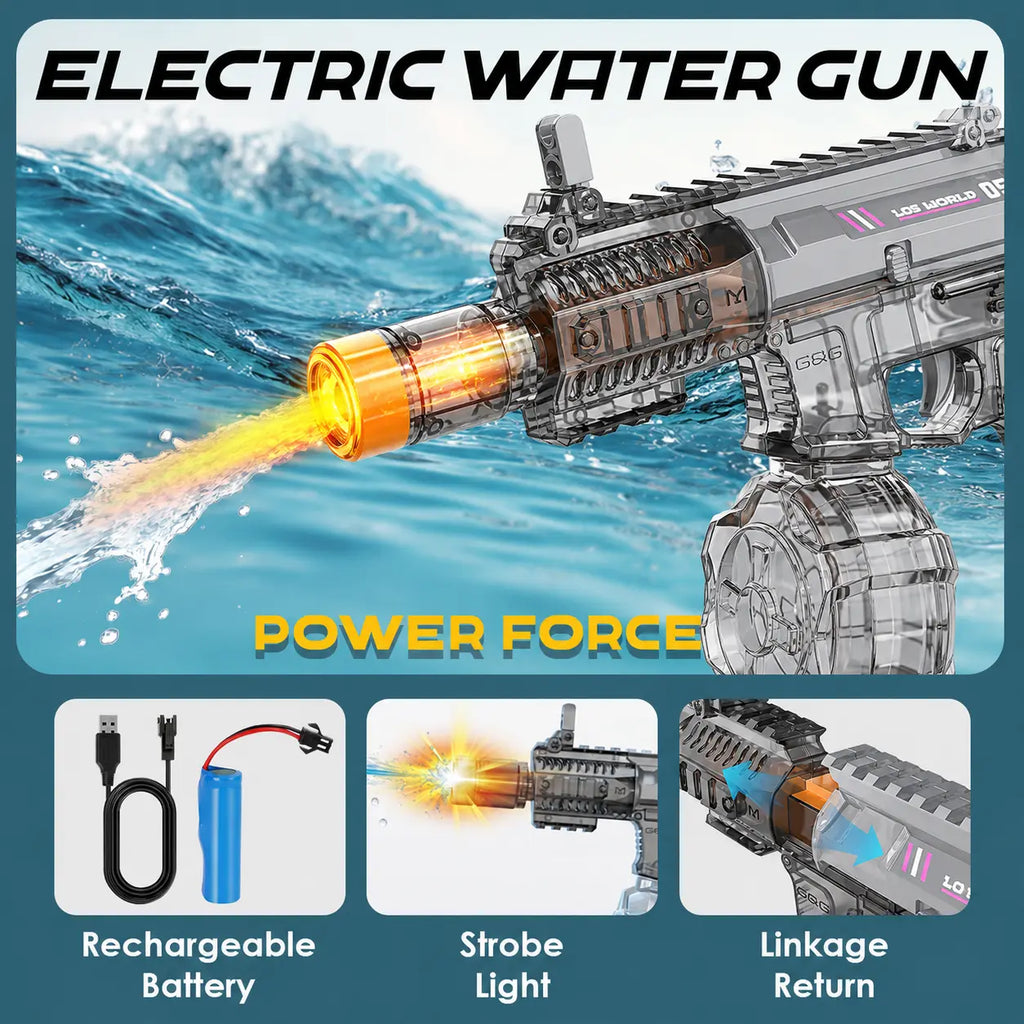 Battle Water Blaster Powerful Electric Water Gun, Automatic Squirt Blaster with Glowing Muzzle 300Cc High Capacity, up to 26 FT Range, Outdoor Summer Party Toy Outdoorfun for Adults &Kids Toys Summervibes Deal