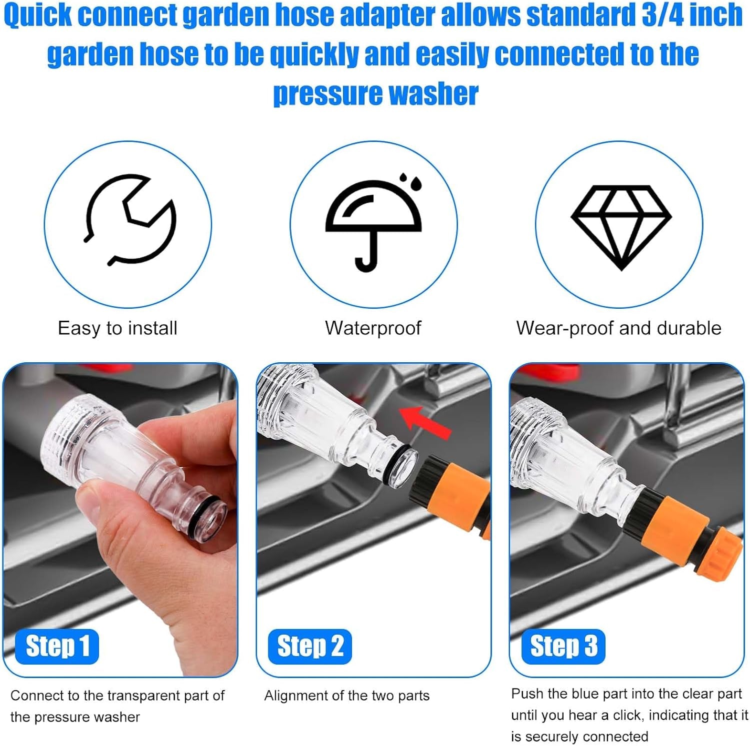 5Pcs Pressure Washer Garden Hose Adapter, Pressure Washer Water Filter Pressure Washer Inlet Filter Replacement Accessories and Parts Quick Connect Garden Hose to Power Pressure Washer Adapter