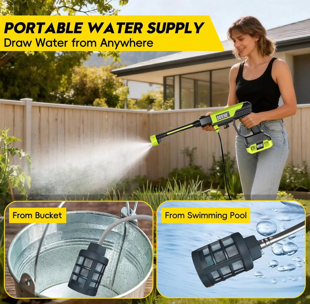 Power Up Your Cleaning Game with the Seese Cordless Pressure Washer - Perfect for Cars, Homes, and Gardens! Ideal Father's Day Gift!